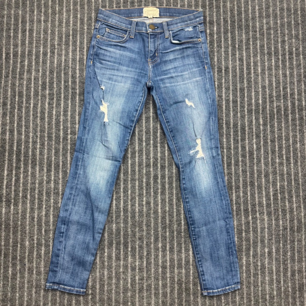 Current/Elliott Womens The Stiletto Jeans 26 Blue Distressed Skinny Crop Niagara